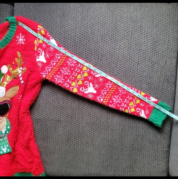 Holiday Time Girls XXL (18) Red Reindeer Christmas Sequin Sweater ! - Picture 4 of 6
